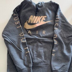 Nike Charcoal Hoodie with Metallic Gold Logo